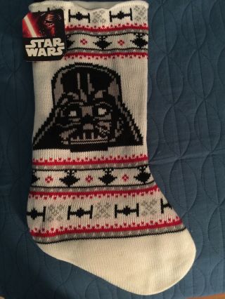 Star Wars Darth Vader Knit Christmas Stocking 18 " Lined Disney Holiday White