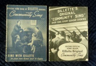 Vintage 1930s Gillette Razor Community Sing Vol 1 & 2 Radio Advertising Milton B