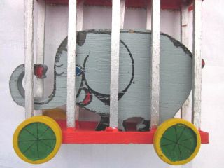 Kurt S.  Adler 1978 Wooden Christmas Ornament Circus Elephant In Train Car Wood