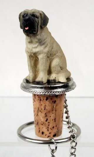 Mastiff Dog Hand Painted Resin Figurine Wine Bottle Stopper