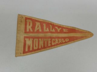 Vintage Rallye Automobile Monte Carlo Cloth Aged Car Pennant Flag