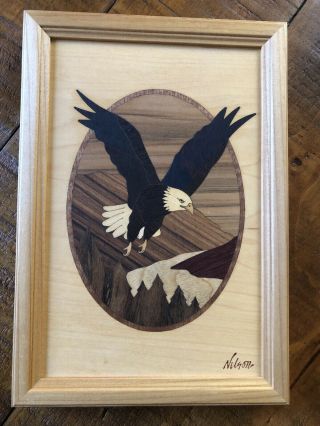 Hudson River Inlay Wood Marquetry " Eagle In Flight " Picture Jeffrey Nelson