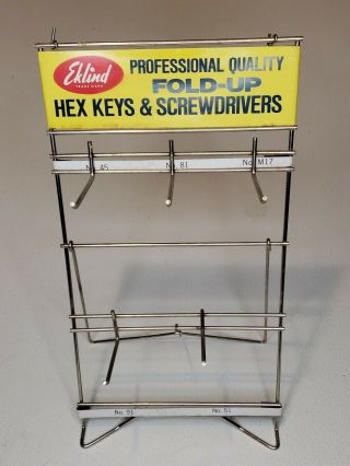 Vintage Eklind Store Display Sign Rack Fold Up Hex Keys And Screwdrivers