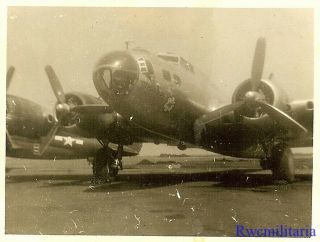 Org.  Nose Art Photo: B - 17 Bomber Parked On Airfield; Japan 1947