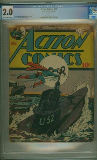 Action Comics 54 Cgc 2.  0 Classic Wwii Cover