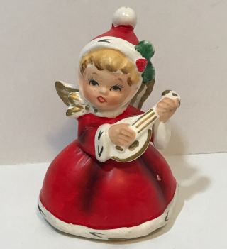 Vintage - Napcoware Japan Christmas Girl Angel Figurine X - 7258 Playing Instrument