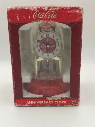 Vintage Coca - Cola Anniversary Clock Glass Dome 9 " Rotating Pendulum Bottles