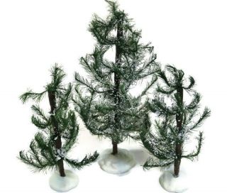 Carole Towne Lemax Christmas Village - Set Of 3 Evergreen Pin Trees