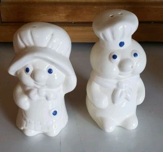 Vintage Pillsbury Dough Boy And Girl Salt And Pepper Shakers From 1988