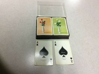 Vintage Whitman Playing Cards Roses In Vase Bridge - Canasta Double Deck
