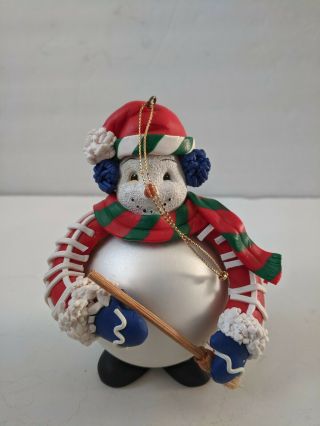 Traditions Collectible Glass Character Ornament Iob & Papers Snowman With Broom