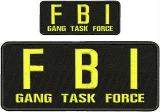 Fbi Gang Task Force Embroidery Patches 4x102x5 Hook On Back Yellow Letters
