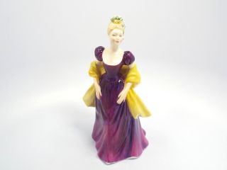 Royal Doulton Figurine Loretta Hn 2337,  Woman In Purple Dress & Yellow Shawl