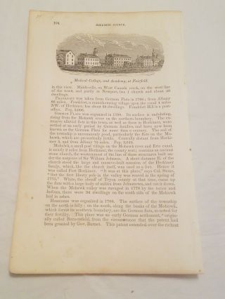 Cr18) Medical College And Academy At Fairfield York 1844 Engraving