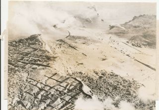 July 1944 Wwii 5x7 Photo Us Navy Airplanes Blast Japanese Airfield Pagan Island