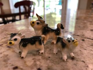 Vintage Bone China Miniature 3 Piece Cow Family