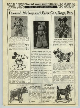 1936 Paper Ad Cowboy Felix The Cat Cartoon Strip Character Doll Mickey Mouse