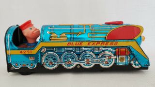 " Blue Express 4291 " Tin Train Battery Operated Vintage 1960 