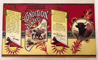 1920s Cattle & Horse Drug Vet Livestock Farm Powders Advertising Label