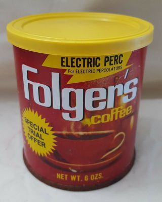 NOS Folger ' s Coffee Tin Can Special Trial Offer electric percolators Vintage 6oz 2