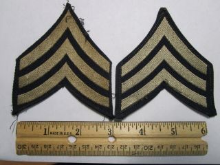 Us Army Sergeant Rank Patches Khaki Thread On Black Cloth