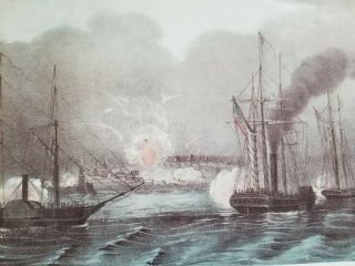 Naval Bombardment Of Vera Cruz,  March 1847 Mexican American War Currier & Ives