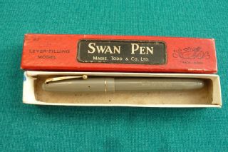Lovely Boxed Swan Mabie Todd Lever Fill Fountain Pen 14kt Nib