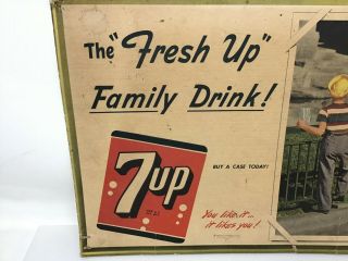 VINTAGE 1950 7 - UP ADVERTISING SIGN SODA POP FRESH UP CARDBOARD GENERAL STORE 2