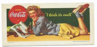 1942 Pin Up Girl Coca Cola Advertising Ink Blotter Its Swell 112