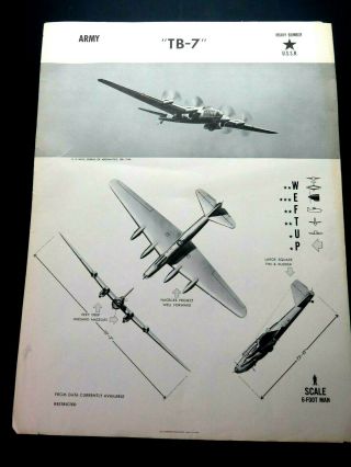 1944 18.  5 " X 23.  5 " Navy Aircraft Id Poster - U.  S.  S.  R.  Tb - 7