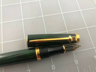 Judd ' s Caran d ' Ache Green Marble Fountain Pen w/18kt.  Gold Broad Nib 3