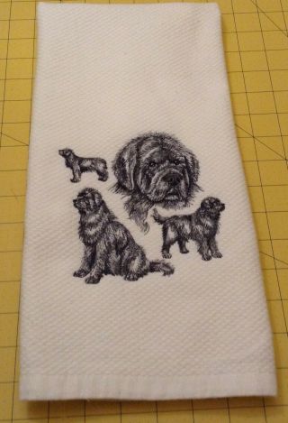 Newfoundland Collage Sketch Embroidered Wm Sonoma Kitchen Hand Towel