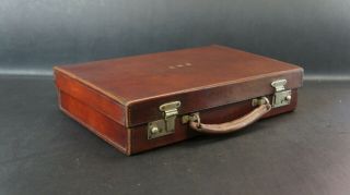 Vintage Solid Leather Attache Briefcase By Drew & Sons With Keys