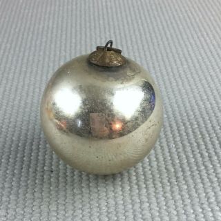 Vintage Kugel Christmas Tree Ornament Silver Ball