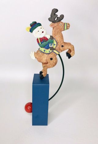 Vtg Santa Riding Reindeer Pendulum Balance Toy " On Prancer " By House Of Lloyd