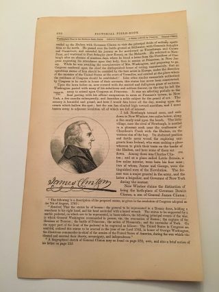 K38) General James Clinton York American Revolution 1860 Engraving