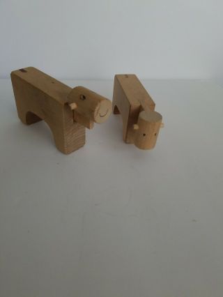 2 Cows Vintage Creative Playthings Wooden Toy Cow Made In Finland