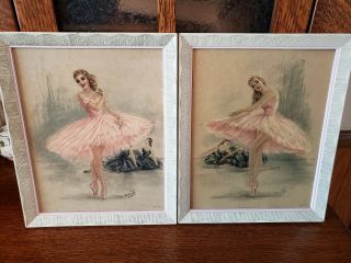 Antique Vintage Ballerina Framed Prints By Monte From 1950’s