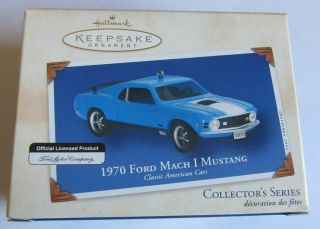 2002 Hallmark Keepsake Ornament Christmas 1970 Ford Mach I Mustang 1 Blue
