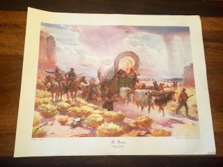 James Sessions The Pioneers Watercolor Art Print 22 " X 28 " Cowboys Covered Wagon