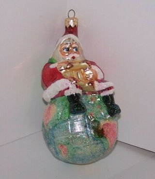 Christmas Tree Ornament Radko Santa On Top Of The World
