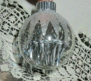 Radko Shiny Brite Small Glass Christmas Ornament Silver Stencil Garland Inside
