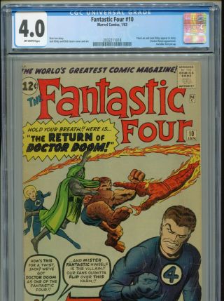 1963 Marvel Fantastic Four 10 Doctor Doom Cgc 4.  0 Off White Box2