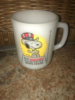 Snoopy Peanuts Mug Anchor Hocking 1980 No 3 “put Snoopy In The White House”