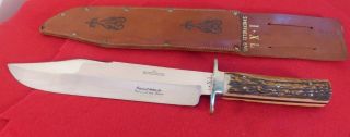 Vintage Wostenholm Ixl Sheffield England 15.  5 " Cowboy Bowie Stag Knife