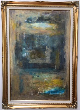 Large Vintage Mid Century Abstract Oil Painting Framed 42x36