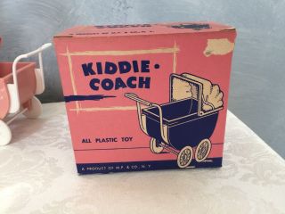 VINTAGE M.  P& Co.  Kiddie Coach PINK Doll Carriage Stroller w/ Box 2
