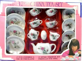 Vintage Child Toy 17 Piece China Tea Set - Roses See Photos