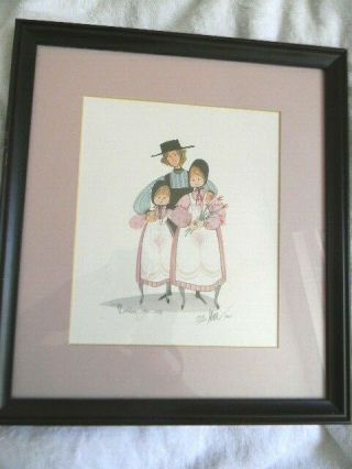 P Buckley Moss 1988 Framed Print 804/1000 Ltd Edition Double Signed
