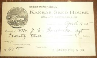 1895 Advertising Postcard Lawrence Kansas Seed House Barteldes